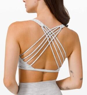 Lululemon Free To Be Wild Bra Size 10 Gray Heather Strappy Yoga Sports Bra